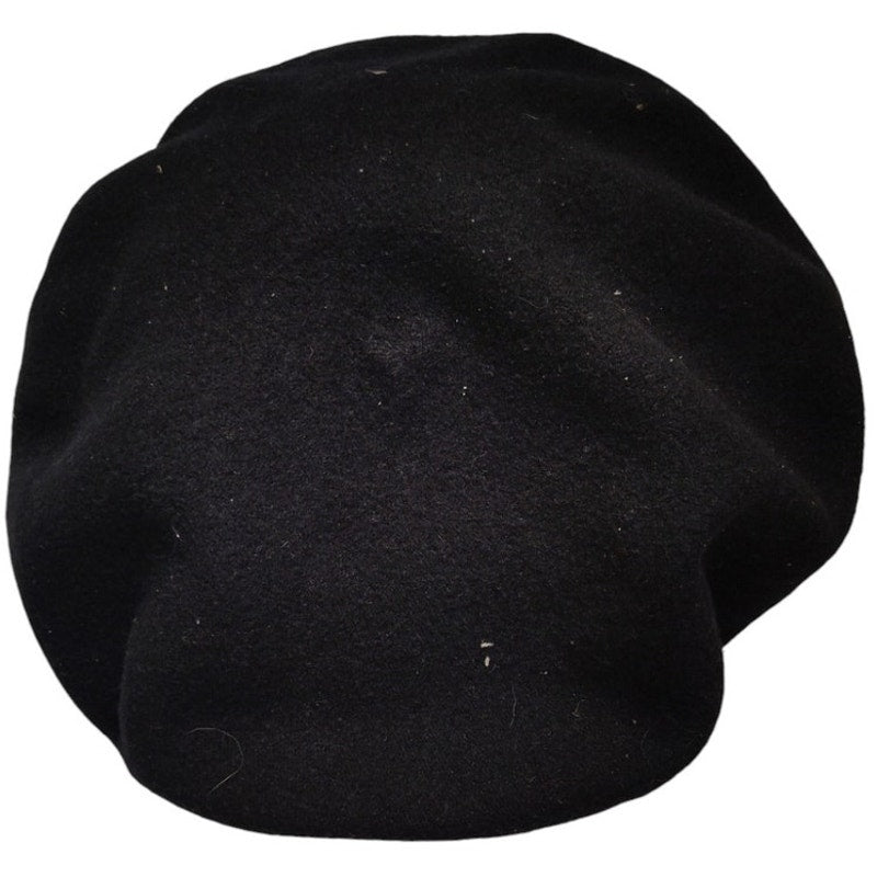 Army Beret Cap, Black, Size 6-3/4 w/ Army Blue Flash Patch, DSCP Garrison Collection, 100% Wool, EUC