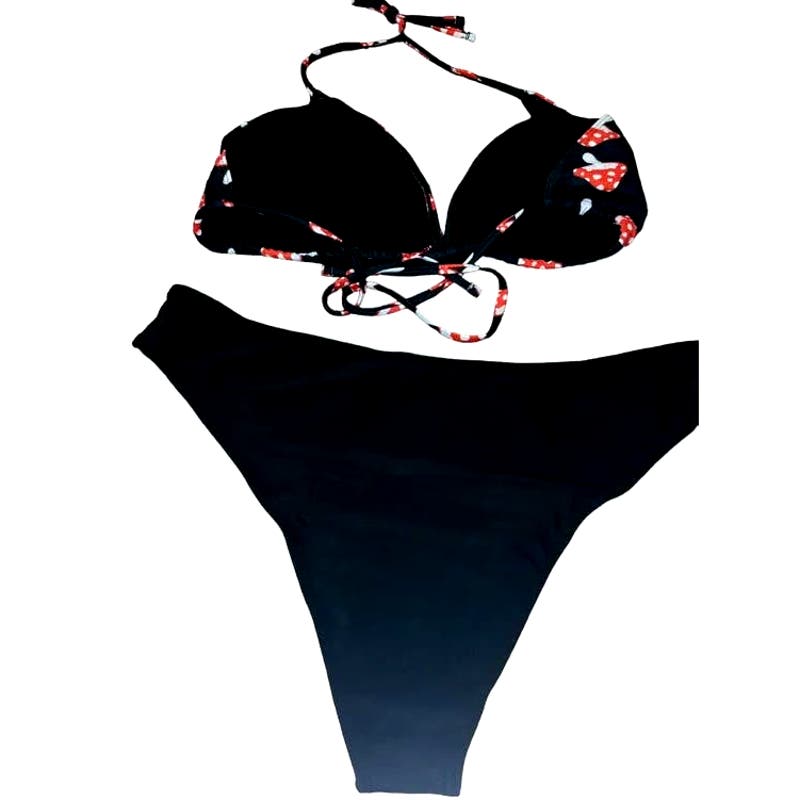 SOLY HUX Halter Triangle Bikini 2-Piece Swimsuit, Black Mushroom 3XL 48"B 53.5"W
