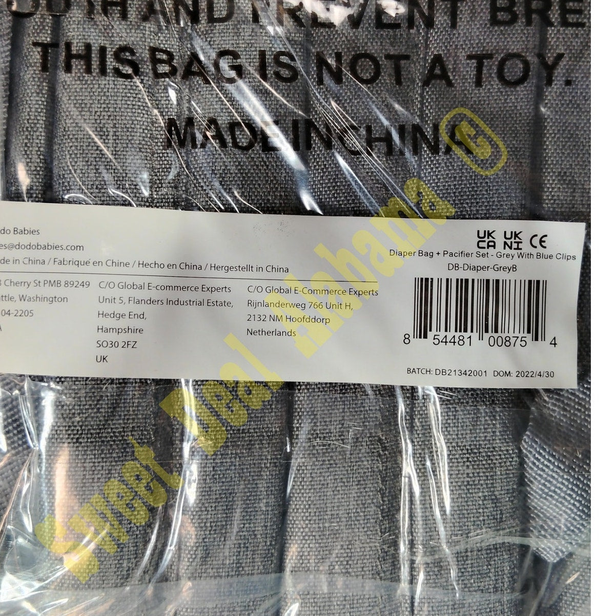 Dodo Diaper Bag Backpack w/ 2 Pacifier Clips, Pacifier Case, Waterproof Bag