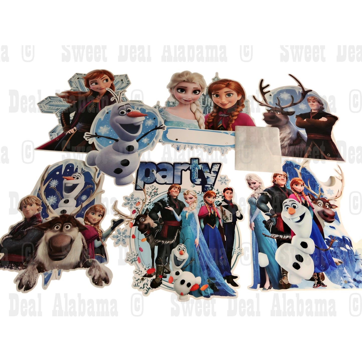 Frozen Party Vertical Hanging Signs – Welcome Banner with All Characters