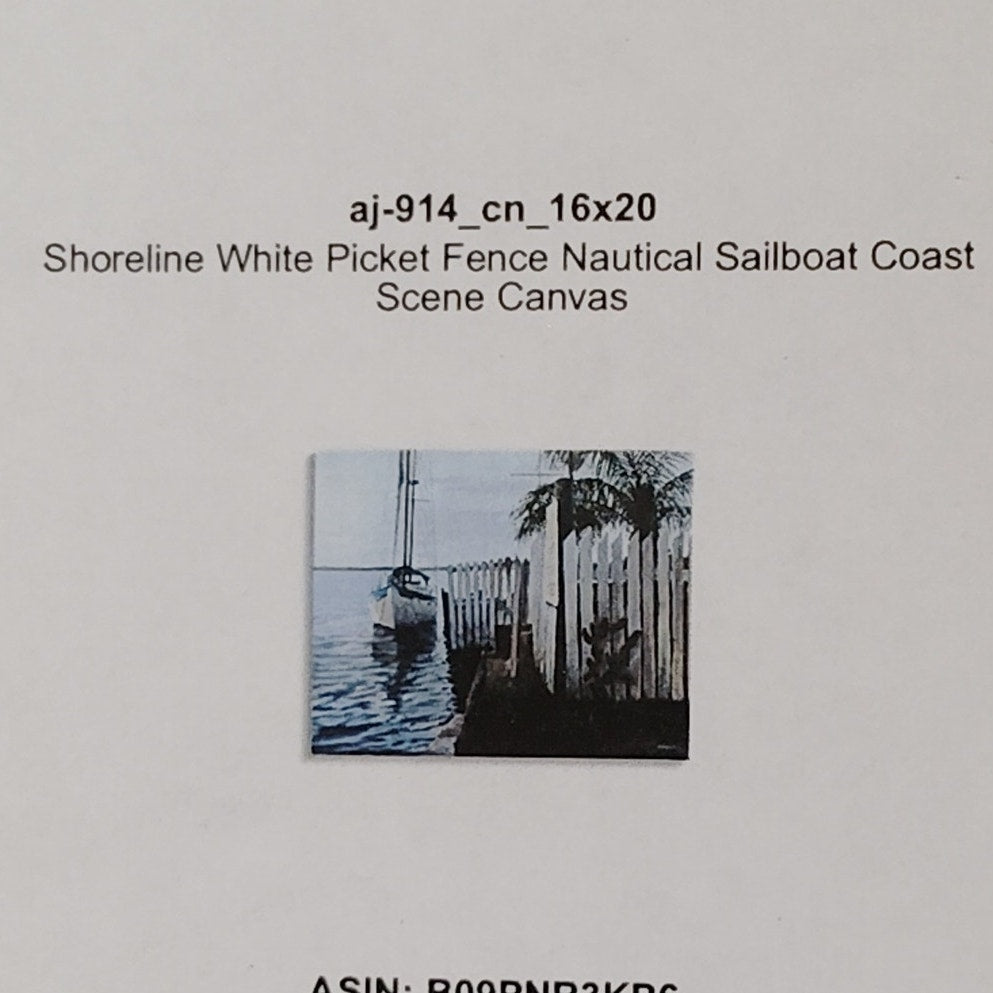 20x16 Sailboat & Shoreline Stretched Canvas, Wood Frame Wall Art Design/L. Wolk