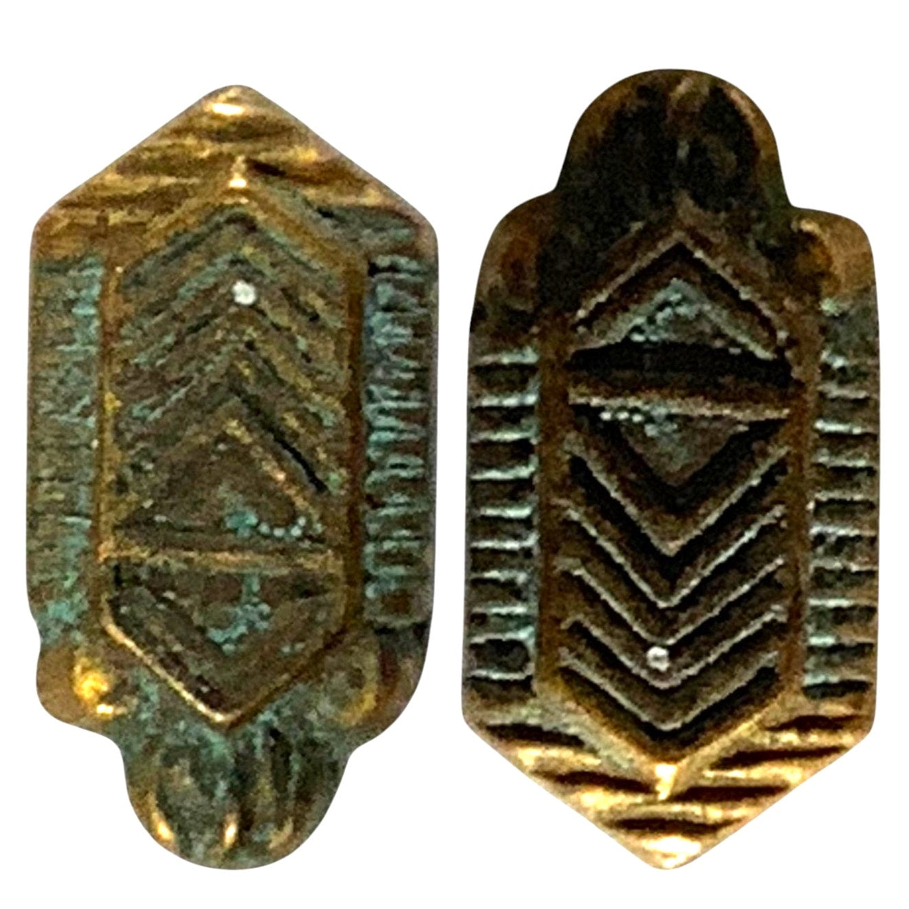 1 Pair Brass Military Emblems 1/2" x 1/4", Use U/K, Flat Backs, Detailed Fronts