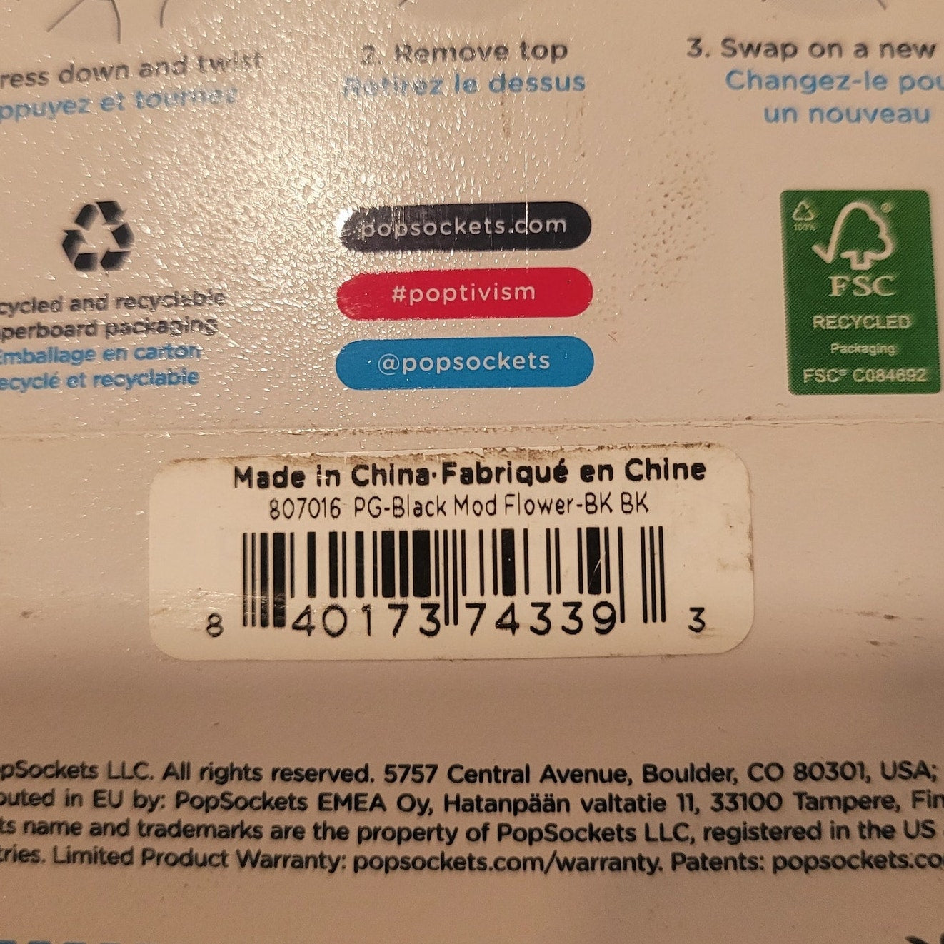 PopSockets PopGrip Adhesive Phone Grip & Stand – Black Mod Flower