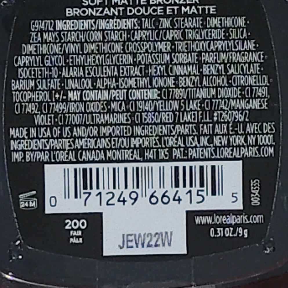 L'Oréal Paris Infallible Soft Matte Bronzer – Fair Pale, Waterproof 24HR Wear