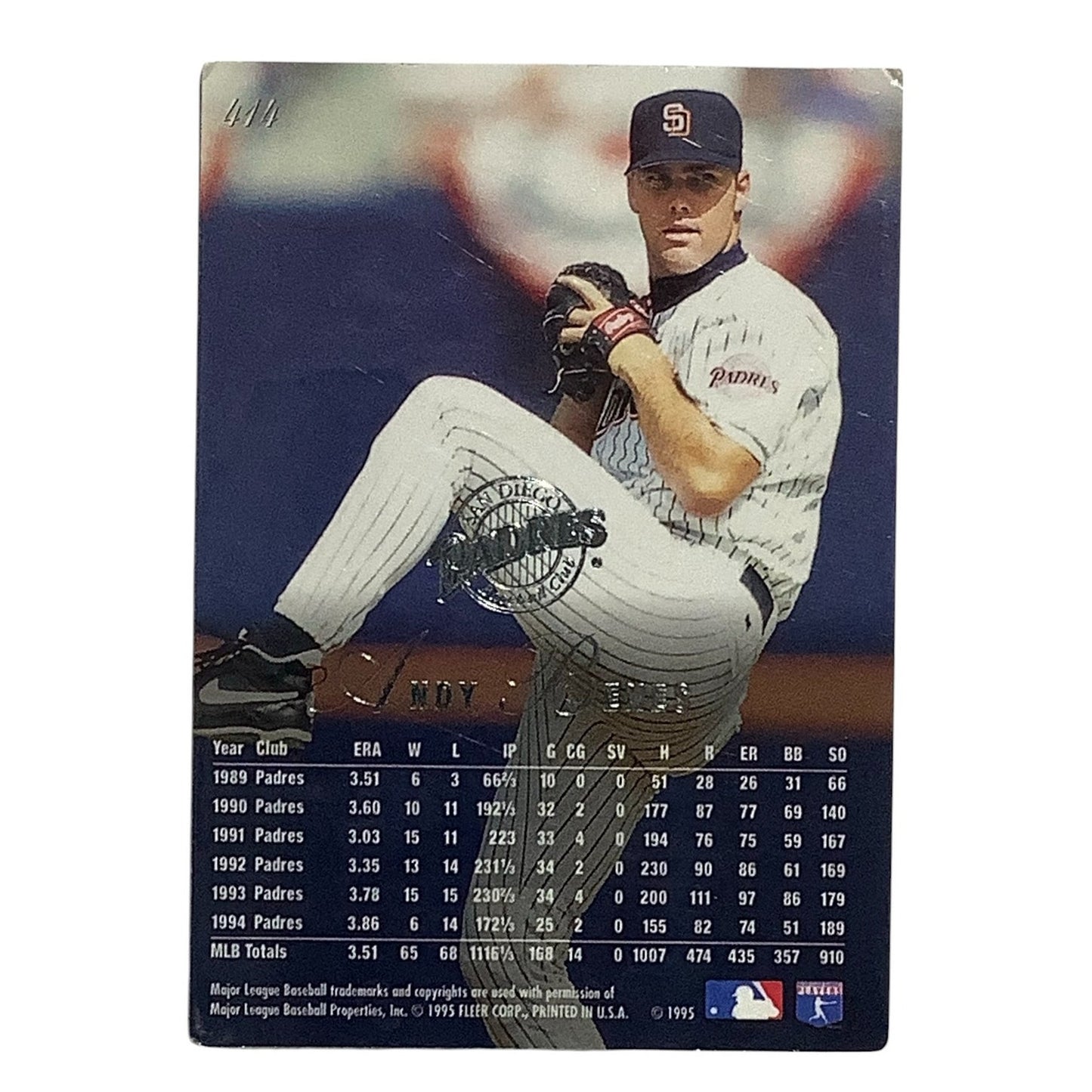 Andy Benes, San Diego Padres, MLB, Flair 1995, Card 414, EXC