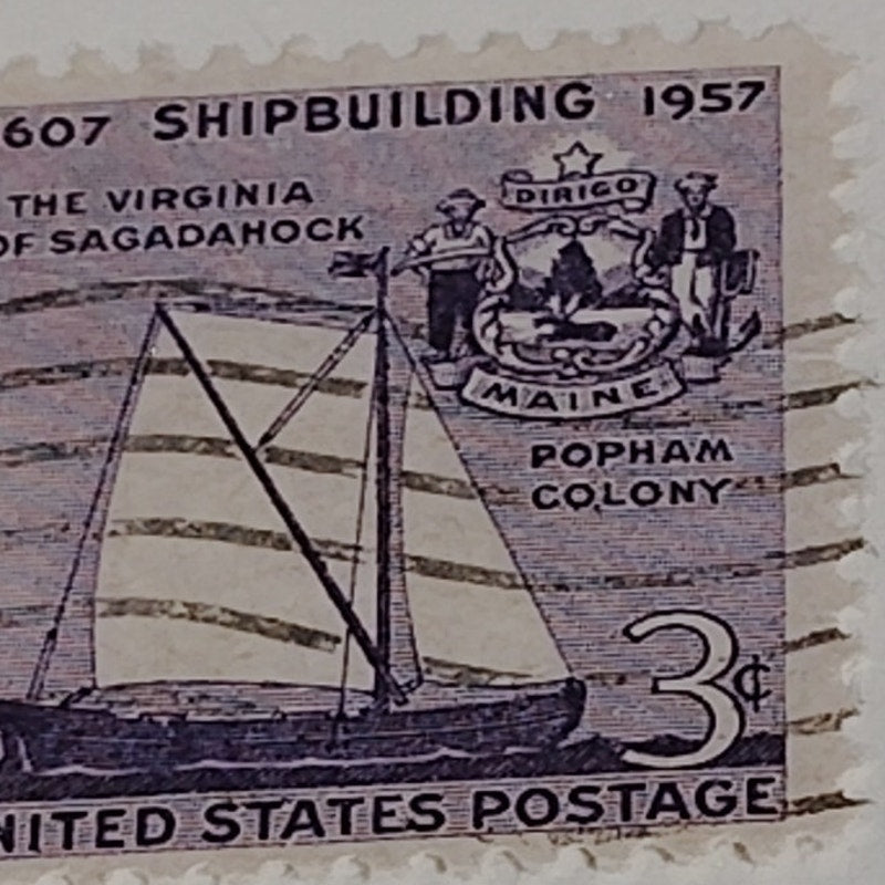 1957 Scott #1095 – 3¢ Virginia of Sagadahock / Shipbuilding – Canceled
