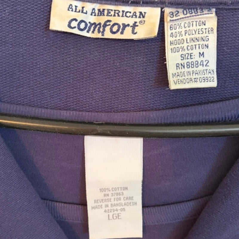 All American Comfort Navy Plaid 3-Piece Sweatset - Jacket, Top & Pants Size L