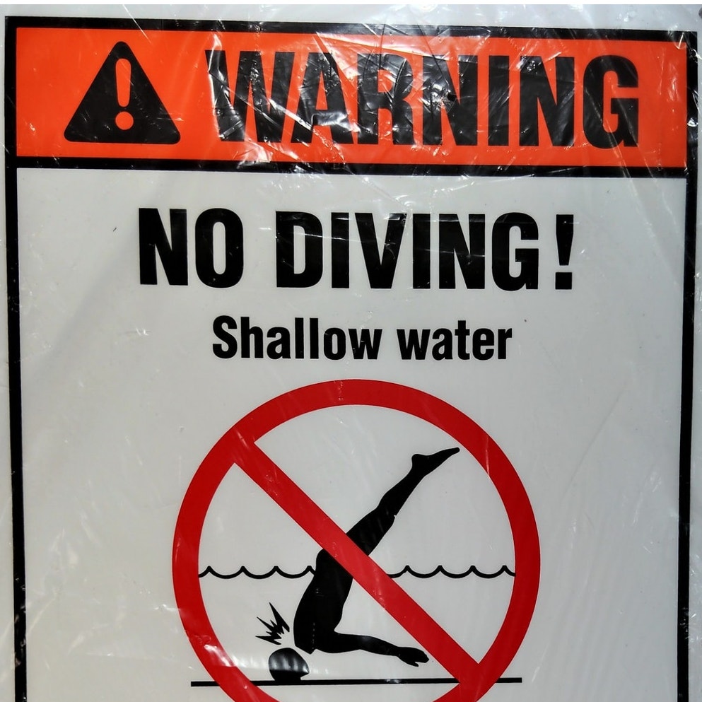 NSPF No Diving Sign – 12"x18" Safety Plaque for Residential/Commercial Pools – All-Weather Plastic