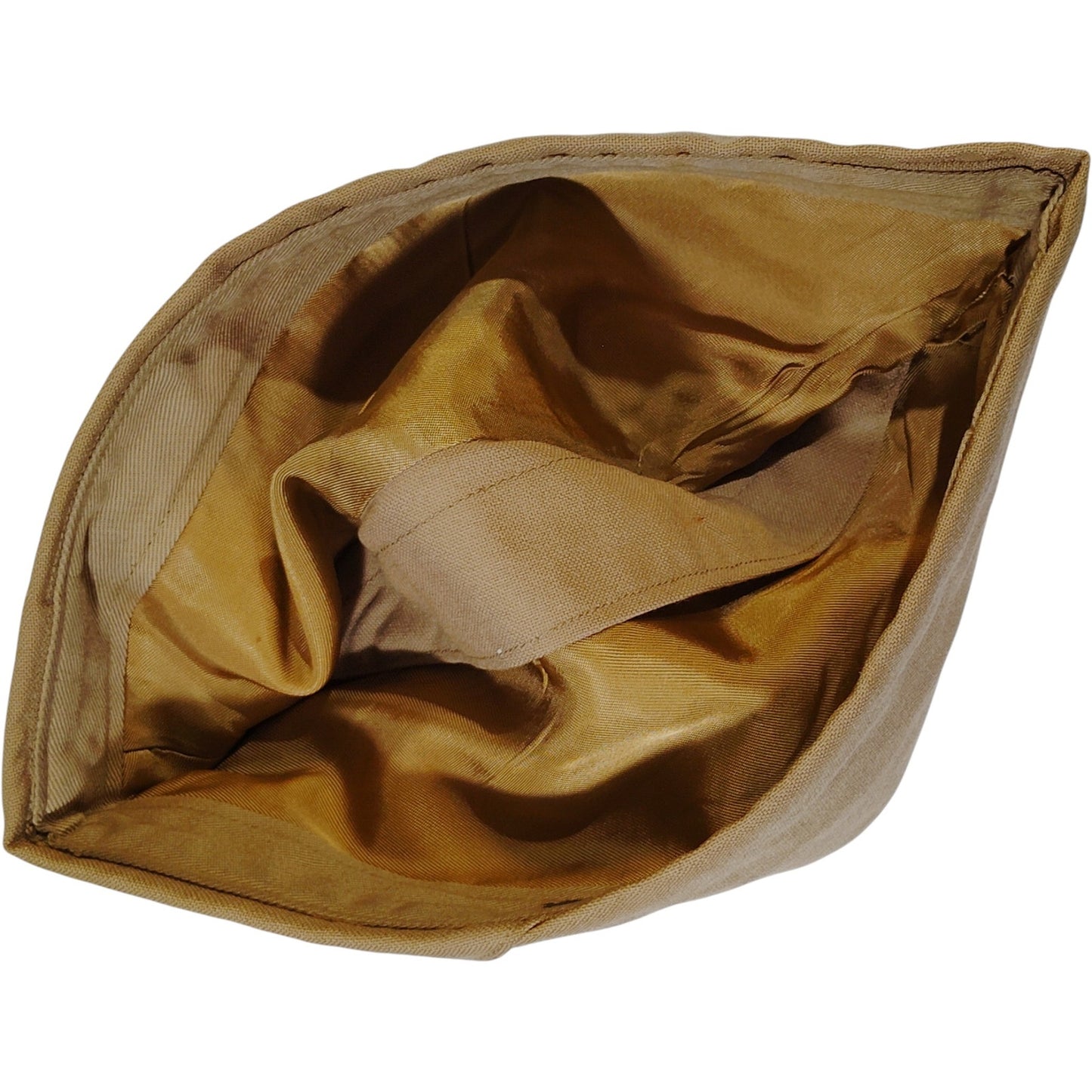 WWII–Vietnam Era Khaki Garrison Cap, Untagged, 10-1/2"L (Approx. Size 6-7/8)