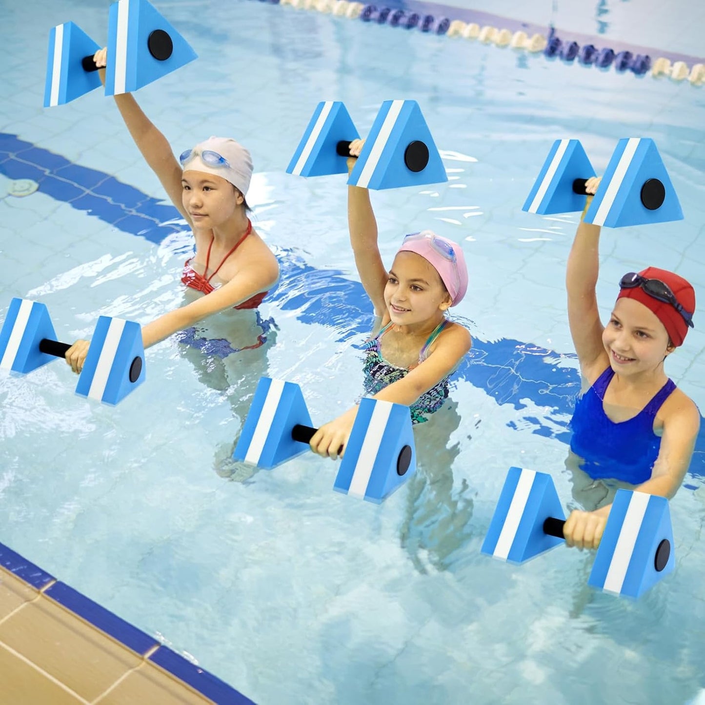 2 Pcs Triangular Water Dumbbells Foam Aqua Barbells Pool Exercise for Adults