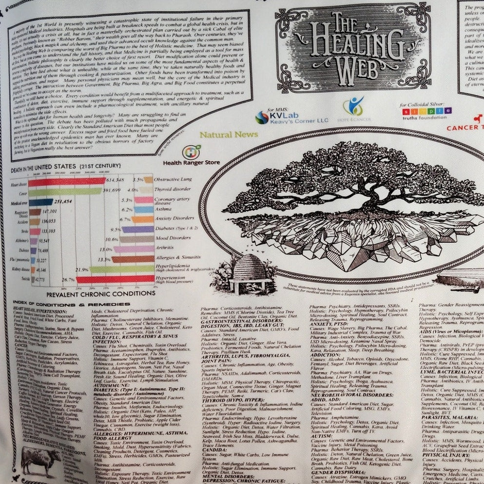The Healing Web Chart Poster – Natural Remedies Canvas Print, 16x24" Unframed, Holistic Wall Art