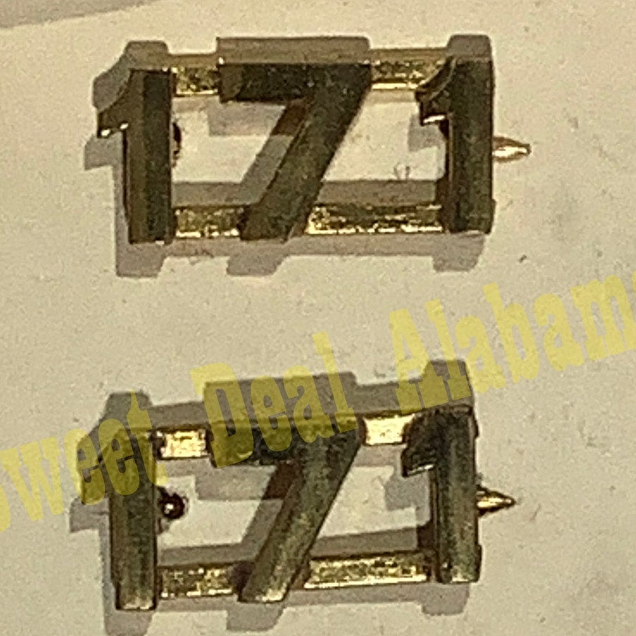 Early/Mid 1900s Brass C-Clasp "171" Collar Device 3/8"H Hat / Lapel Pins Set