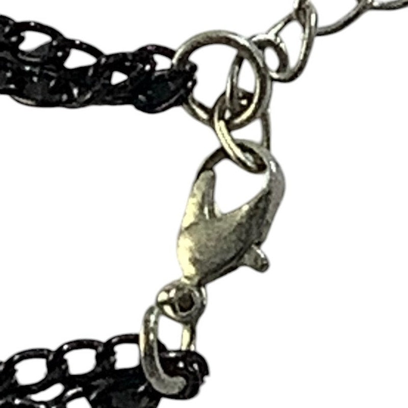 Elegant Loft Necklace Double Strand, Black & White Beads, Black Chain