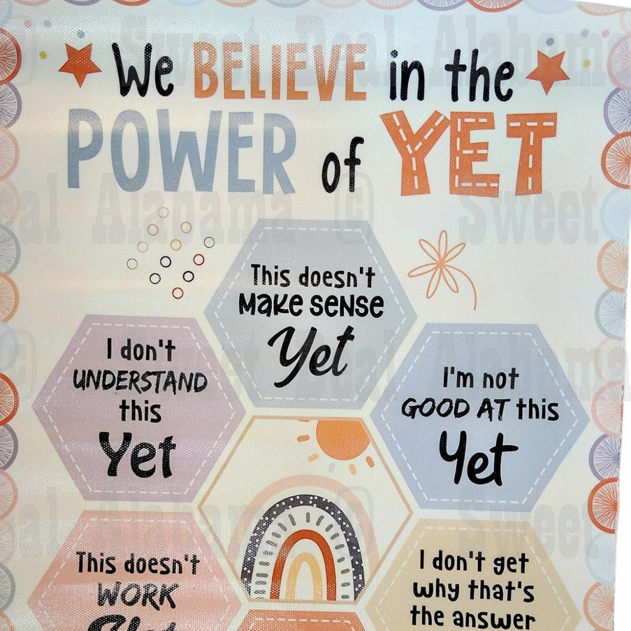 We Believe in the Power of Yet – 11” x 17” Motivational Canvas Print – Unframed