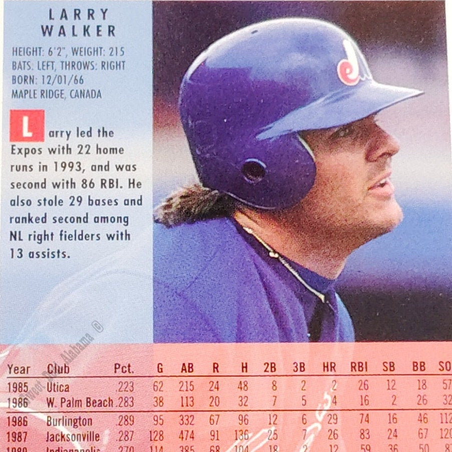 Larry Walker, Montreal Expos, #554, 1994 Fleer Baseball Collector's Card