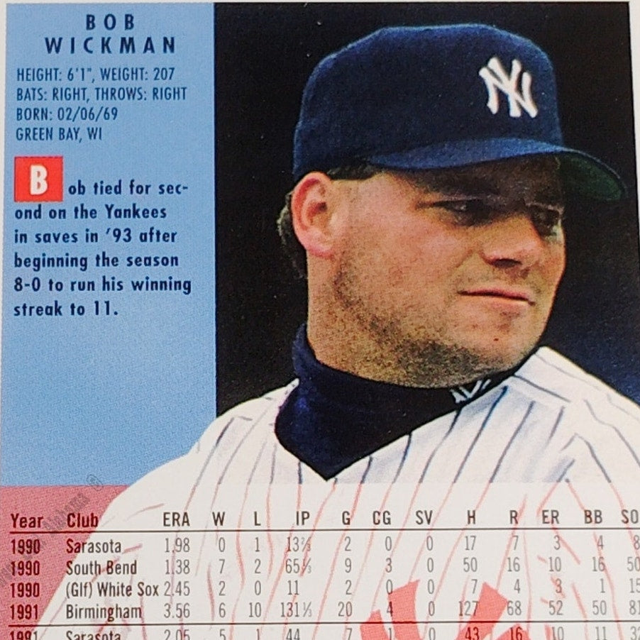 Bob Wickman, New York Yankees, #250, 1994 Fleer Baseball Collector's Card