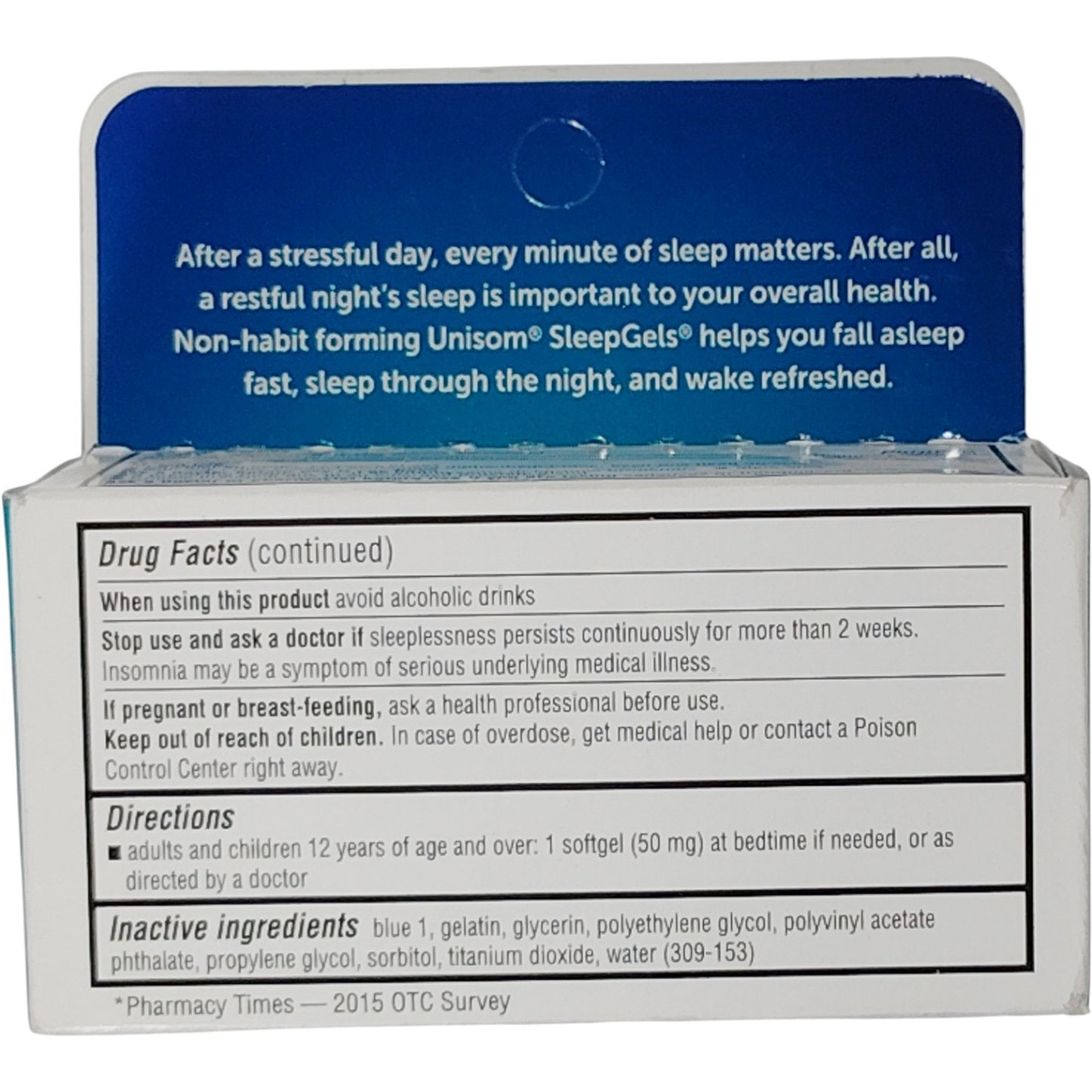 Unisom SleepGels – Diphenhydramine 50mg – 32 Softgels – Exp. 02/2026