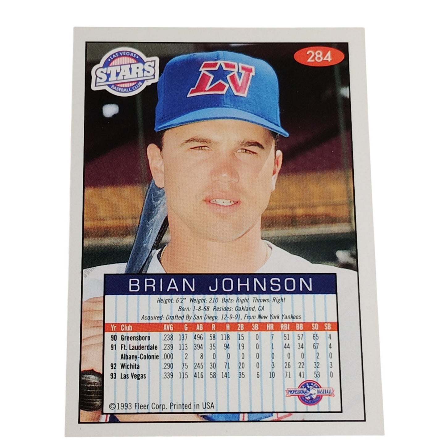 Brian Johnson, Las Vegas Stars, #284, 93-94 Fleer Excel Minor Leagues