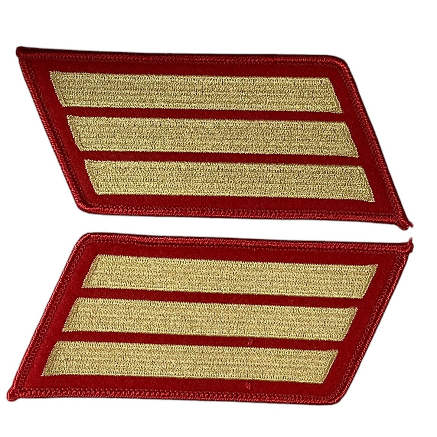 1 Set- 12 Year US Marine Corps Service 3 Stripes - Medium Size - Gold on RED