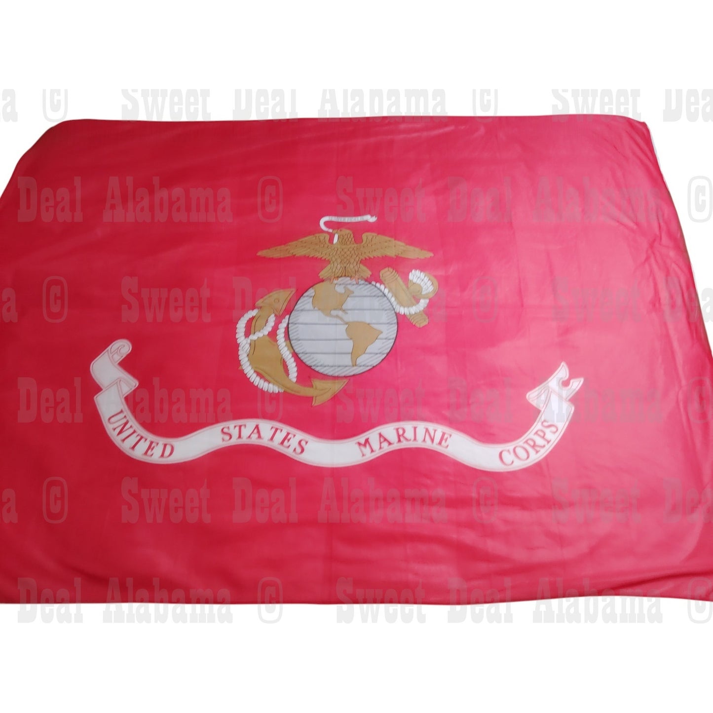 USMC Tapestry - 7'W x 5'H - Photo Background, Marine Corps Globe/Anchor Emblem