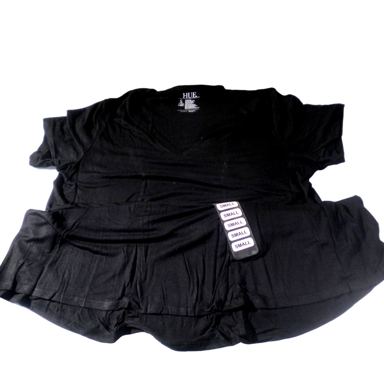 HUE Short Sleeve Hi-Lo Legging Tee - Black Small, 96% Rayon 4% Spandex, Tagless
