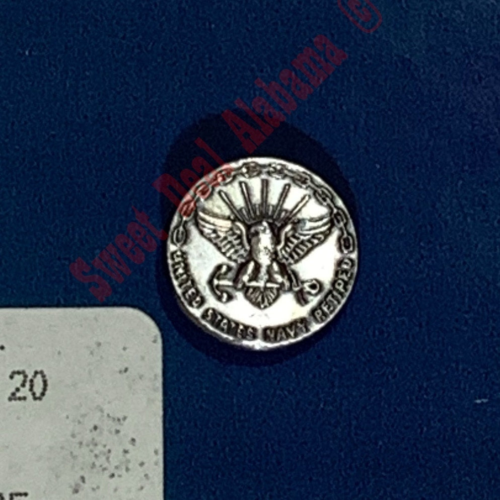 Vintage 5/8" United States Navy Retired Lapel or Hat Pin, Butterfly Clutchback