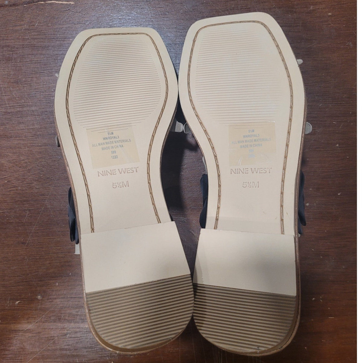 Nine West Royal Sandal – Black, Women’s 5.5, Slip-On Faux Leather with Lug Sole