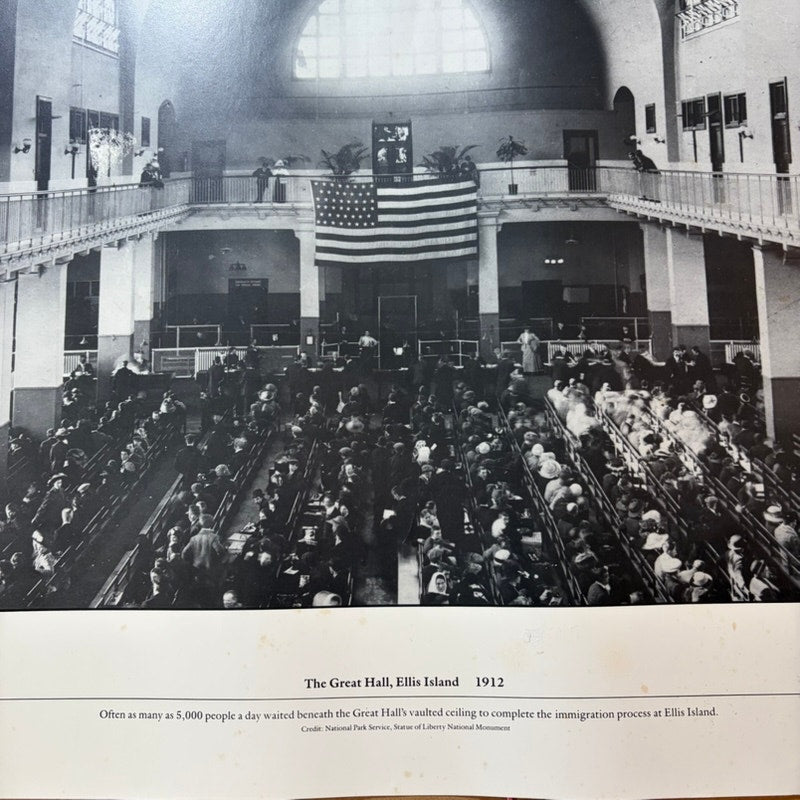 1912 Ellis Island The Great Hall Immigration Photo Print - Black & White, 20x16"