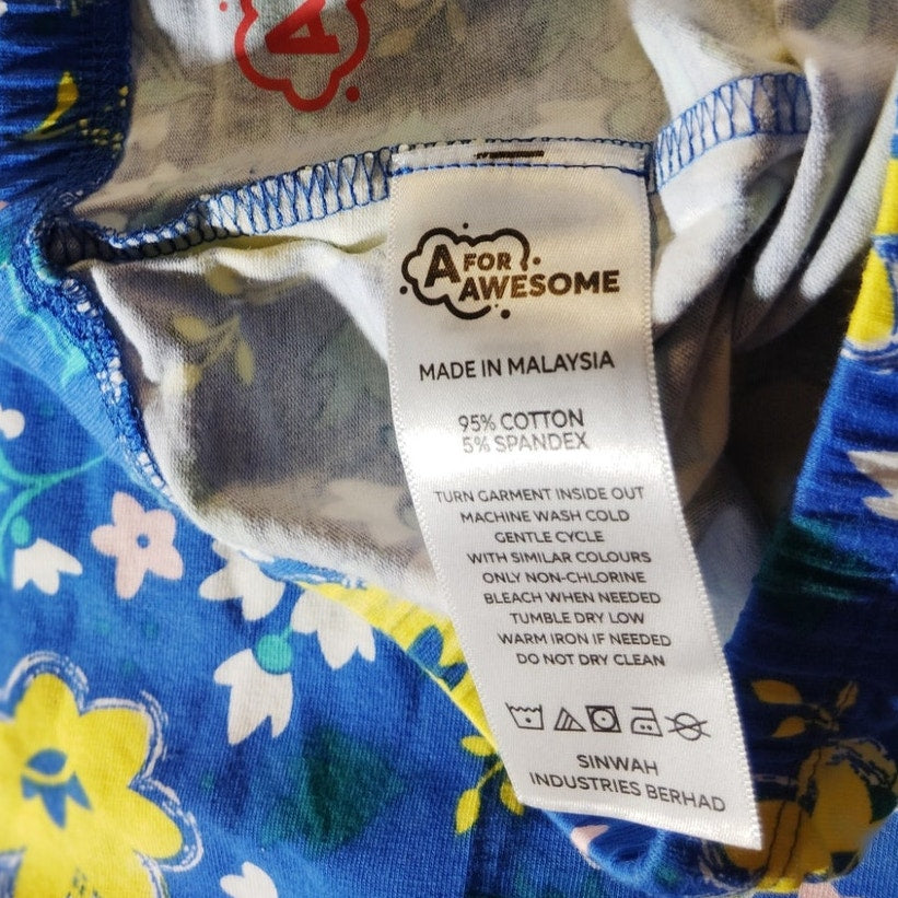 A for Awesome S/S Dropwaist Casual Dress w/ Leggings, LRG Ellis Blue Floral NWOT