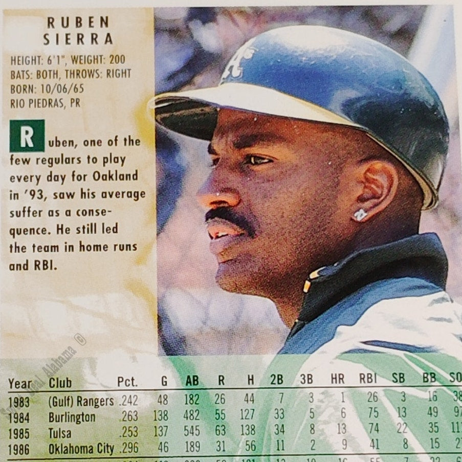 Ruben Sierra, Oakland Athletics (A's) #273, 1994 Fleer Baseball Collector's Card
