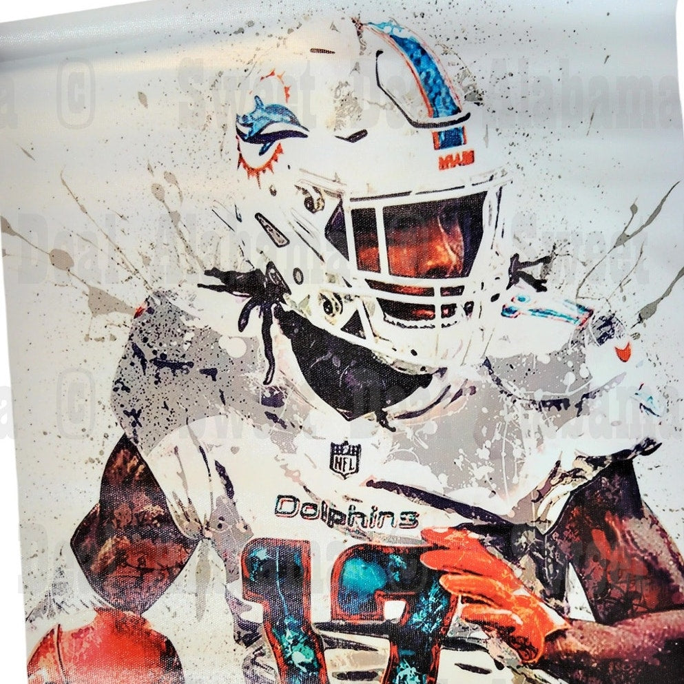 Miami Dolphins #17 Jaylen Waddle – 12” x 18” Canvas Print – Unframed