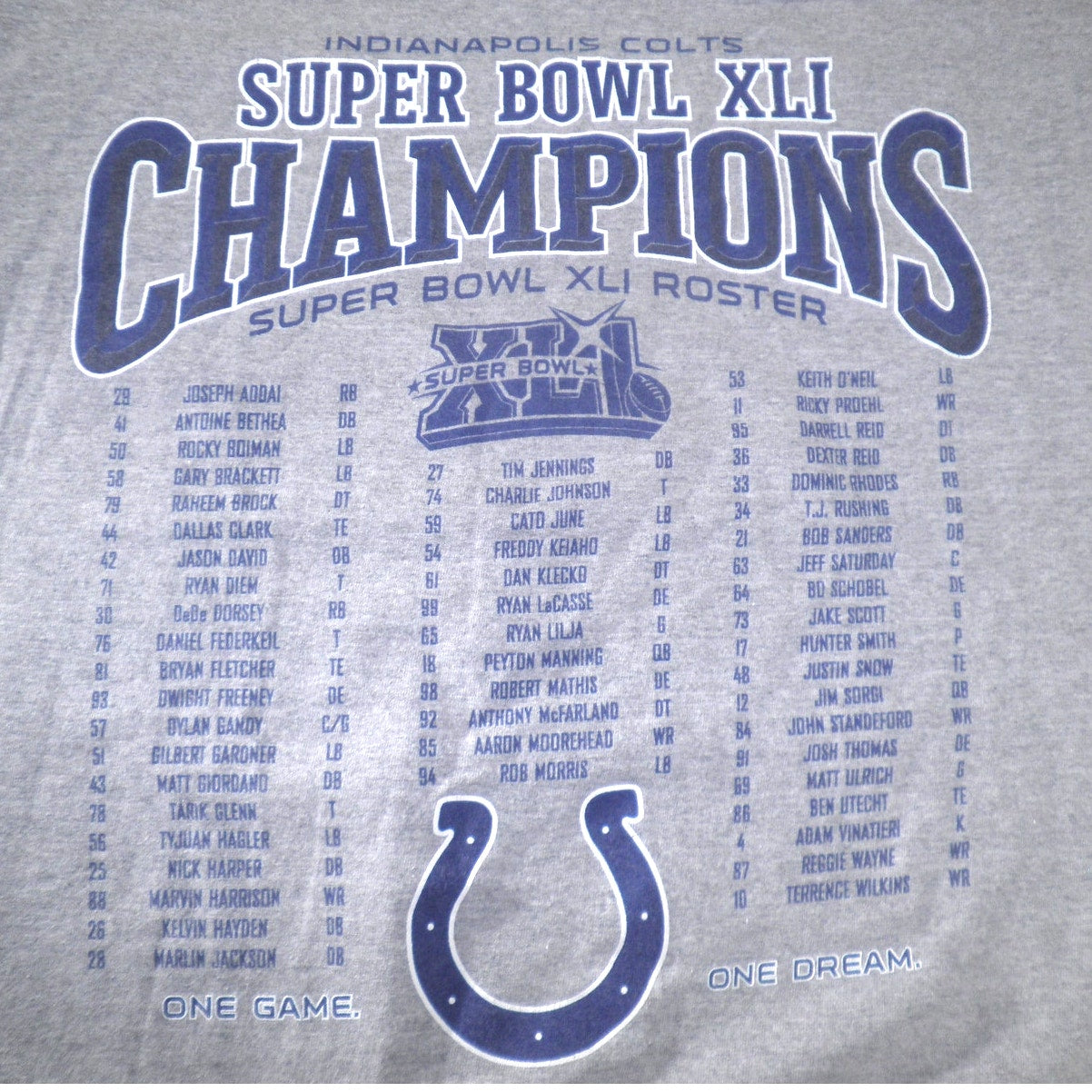 Souvenir L/S Shirt, NFL Indianapolis Colts Super Bowl XLI (2006) Champions, XL
