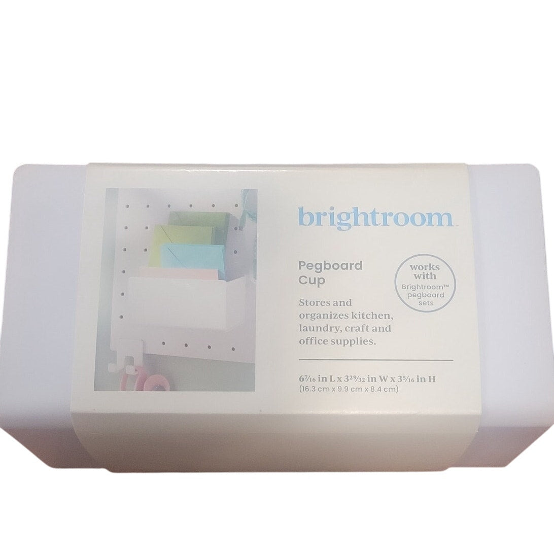 Brightroom Pegboard Wide Cup Accessory – White – Organizer Bin