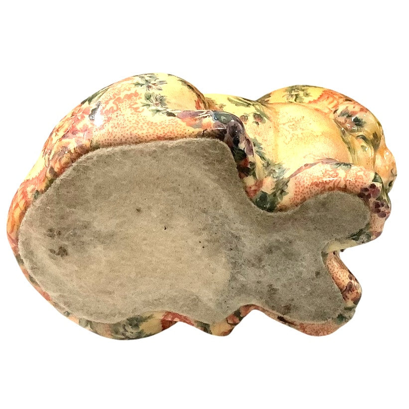 Vintage Floral and Lace Patchwork Designed Cat Figurine by Joan Baker Designs