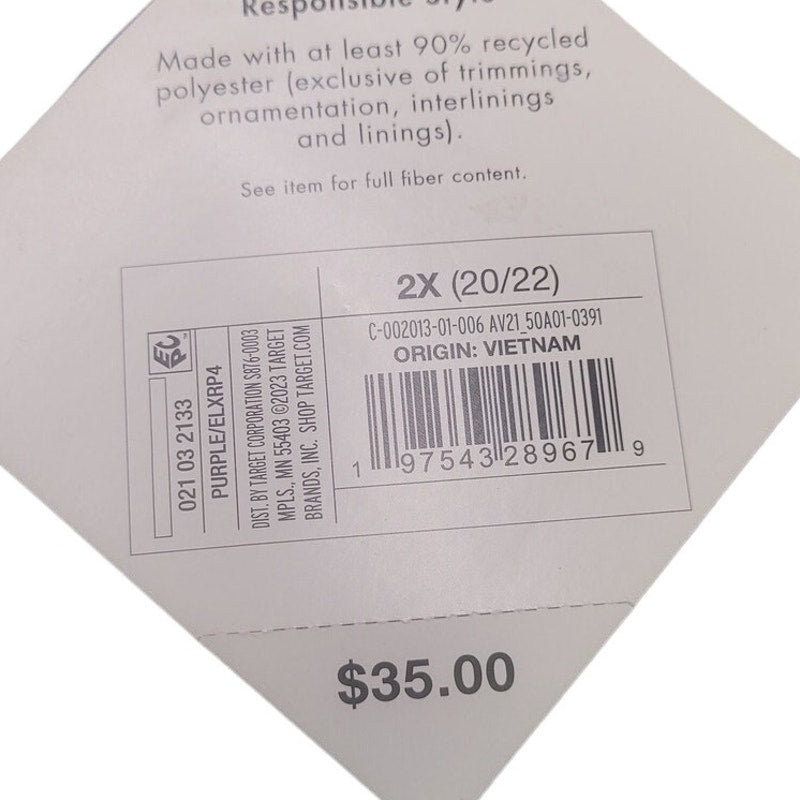 Ava & Viv Balloon Long Sleeve Knit V-Neck Faux Wrap MIDI Dress, Purple, 2X