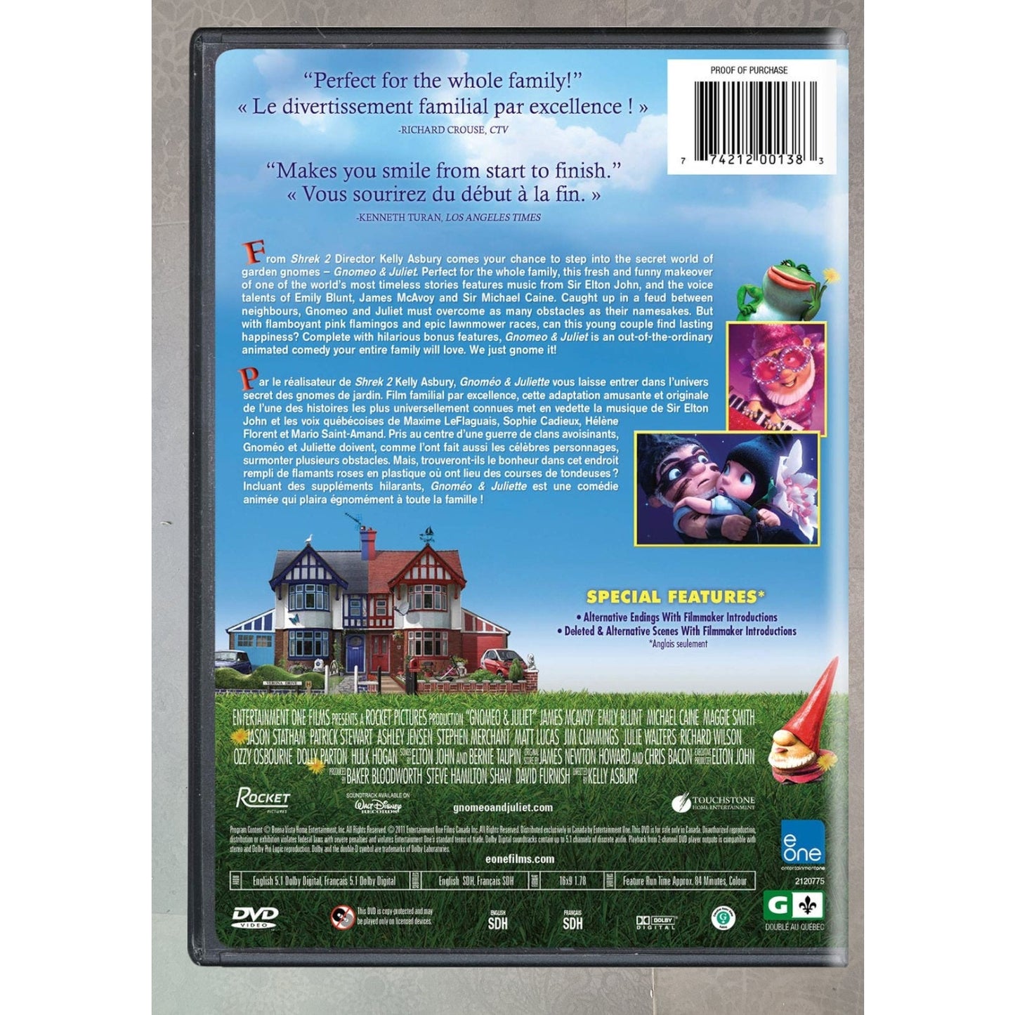 Gnomeo & Juliet (Gnoméo et Juliette) – DVD, Animated Comedy, EUC