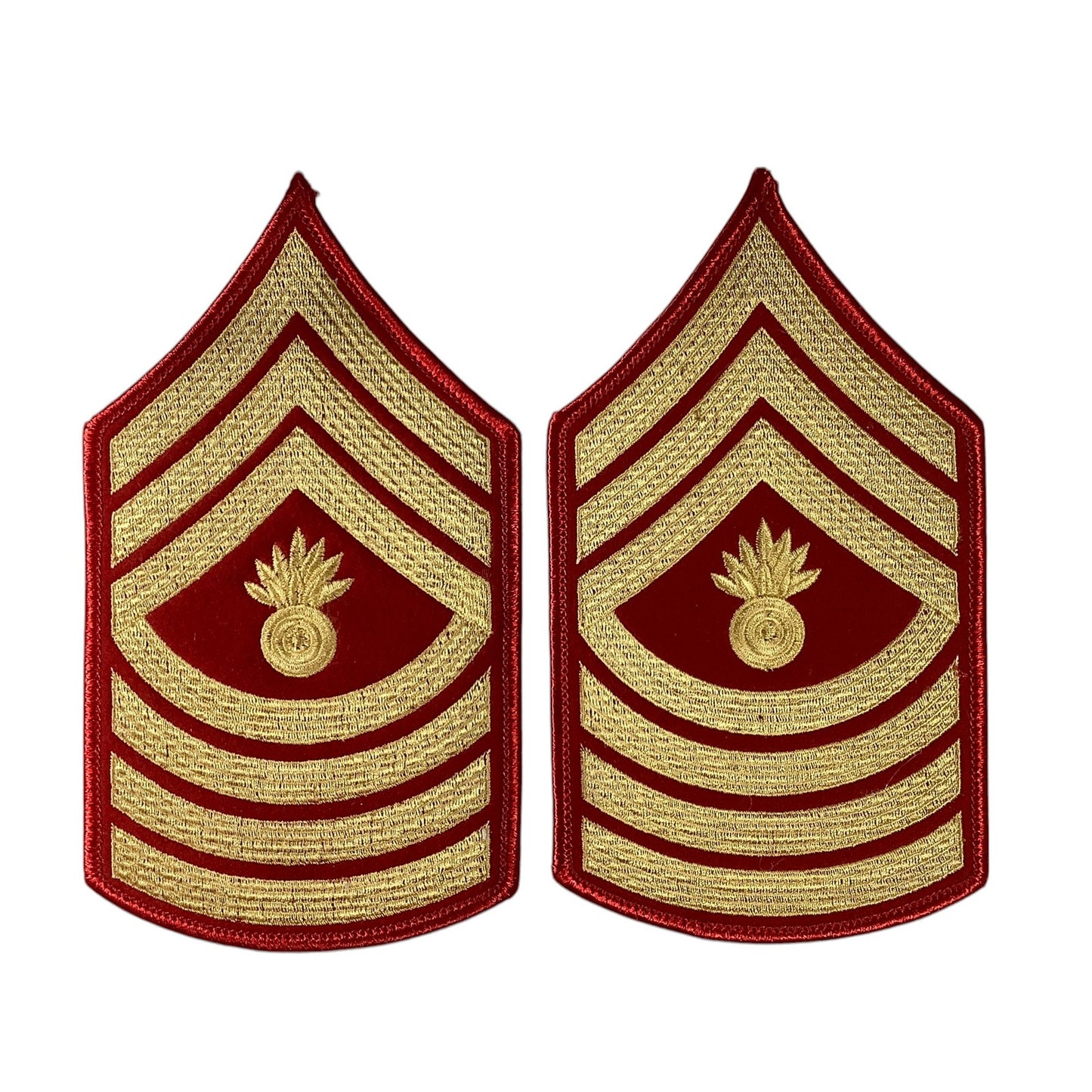 1 Set US Marine Corps Master Gunnery Sergeant, Gold/Red, 6-3/8"H x 3-5/8"W