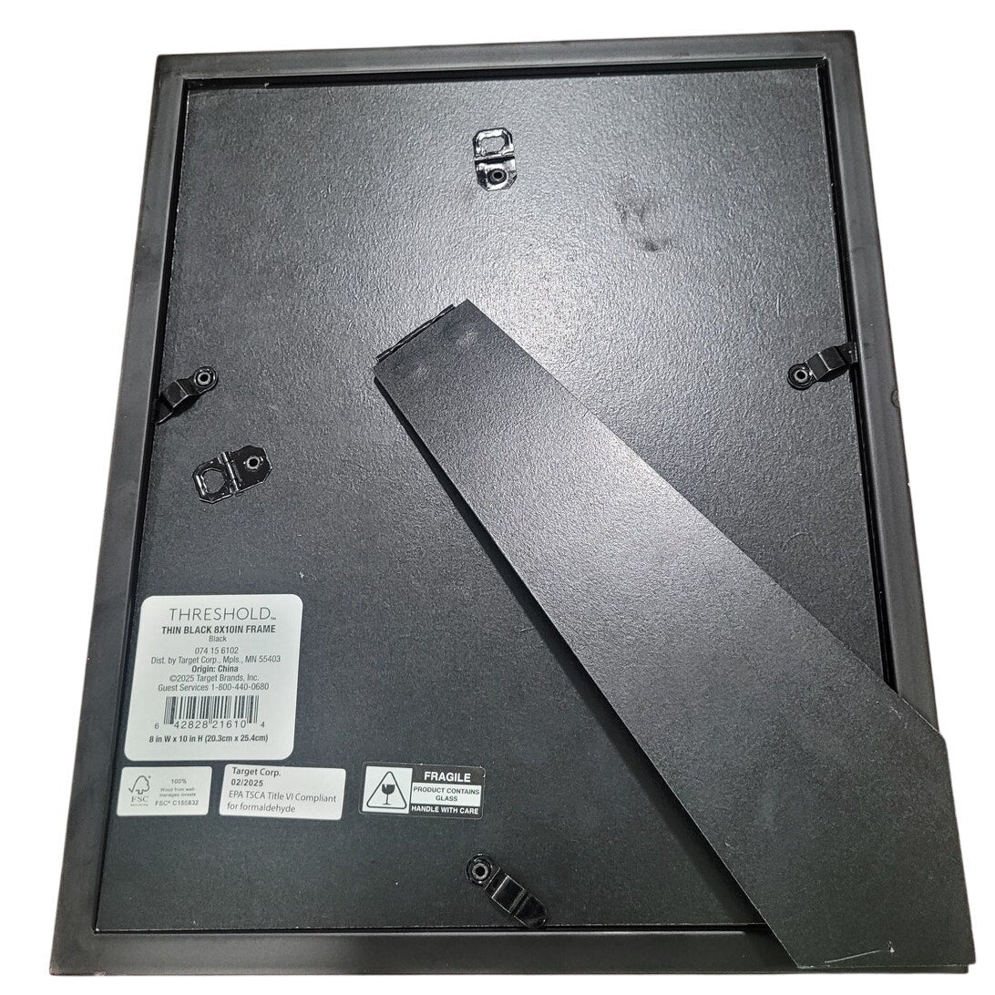 Threshold 8" x 10" Thin Single Picture Frame Black Modern Style Wall or Tabletop
