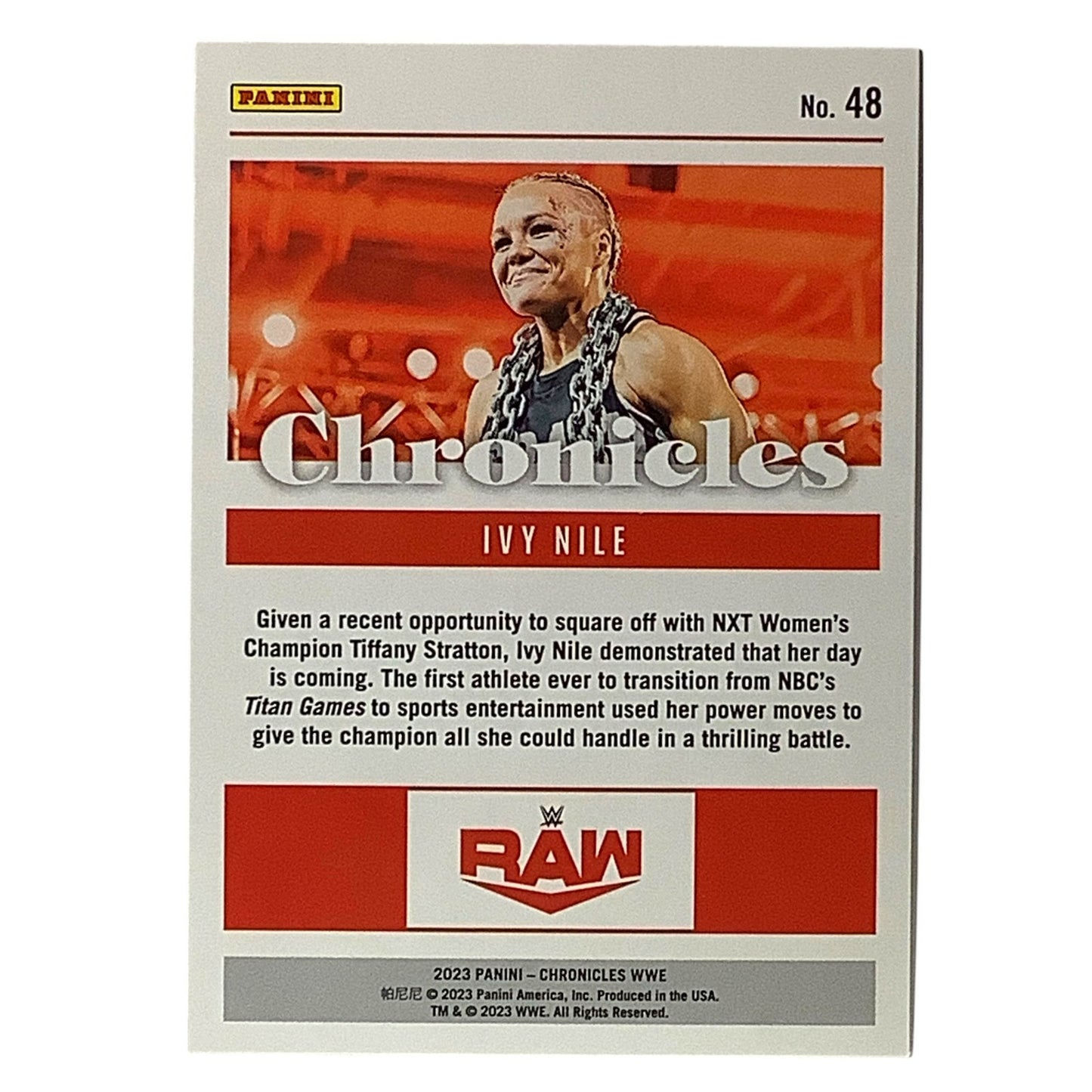 Ivy Nile, WWE, Card 48, 2023 Panini - Chronicles WWE Collectors Card, NM+