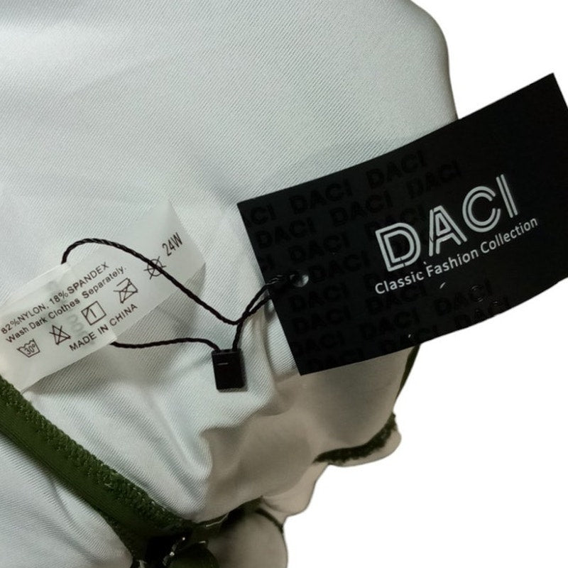 Daci 24W Plus Size One Piece Swimsuit High Waisted Tummy Control Wrap Cutout