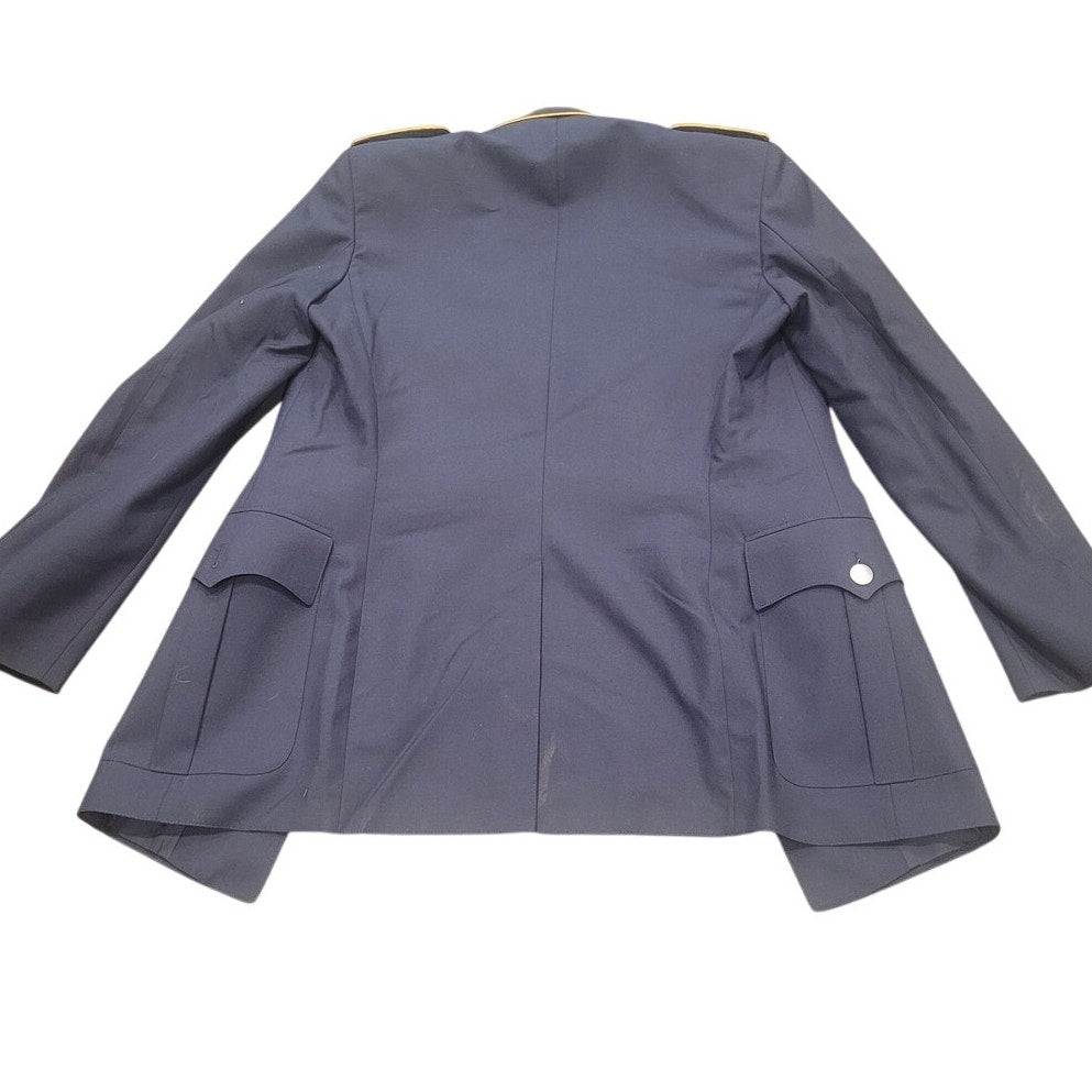 VTG German Air Force Dress Jacket, Cold War Era Germany Size 47 (U.S. 37) Dark Blue, Gold Epaulettes