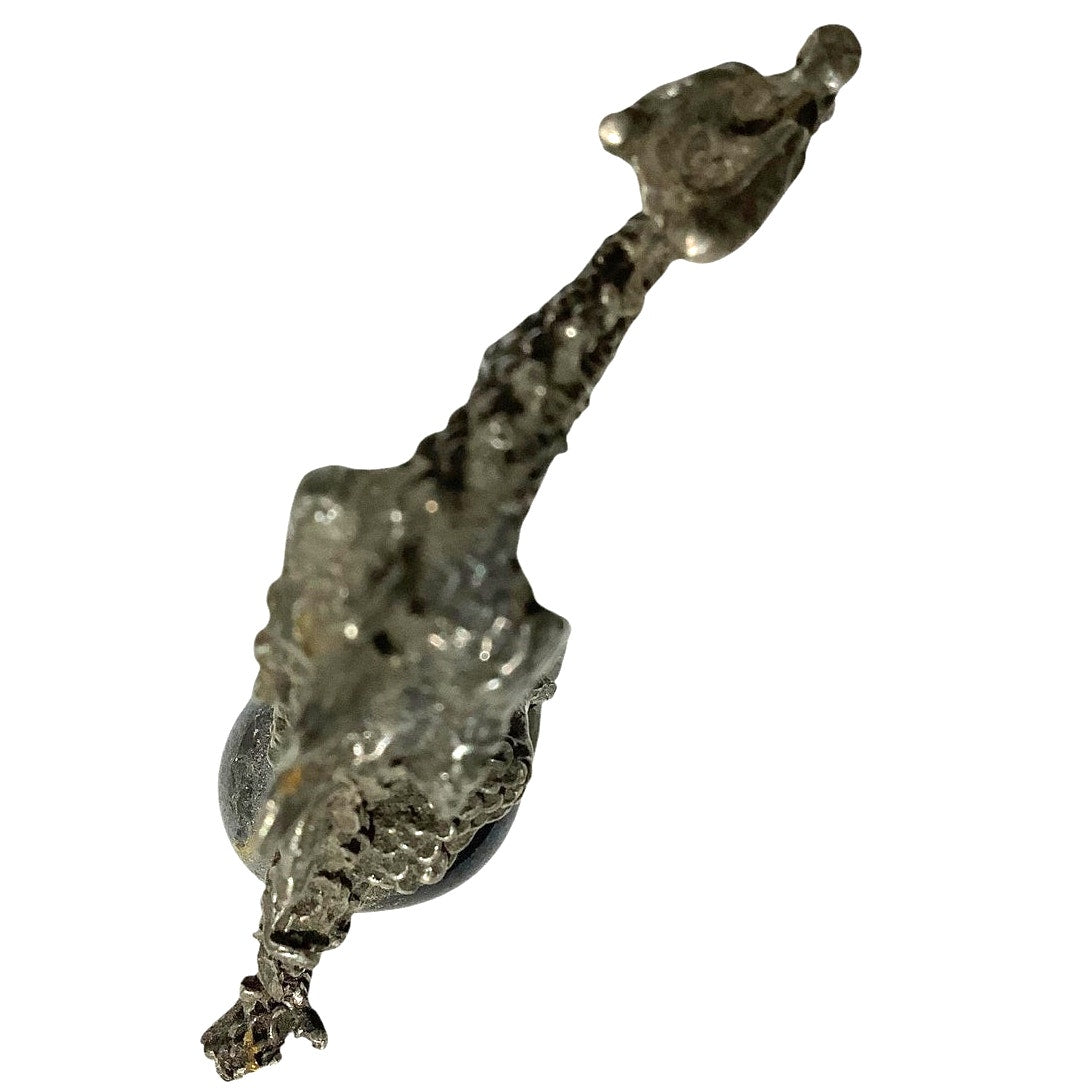 Fantasy Pewter Dragon Figure on Stone Base, 1-1/2"H x 2-1/2"L