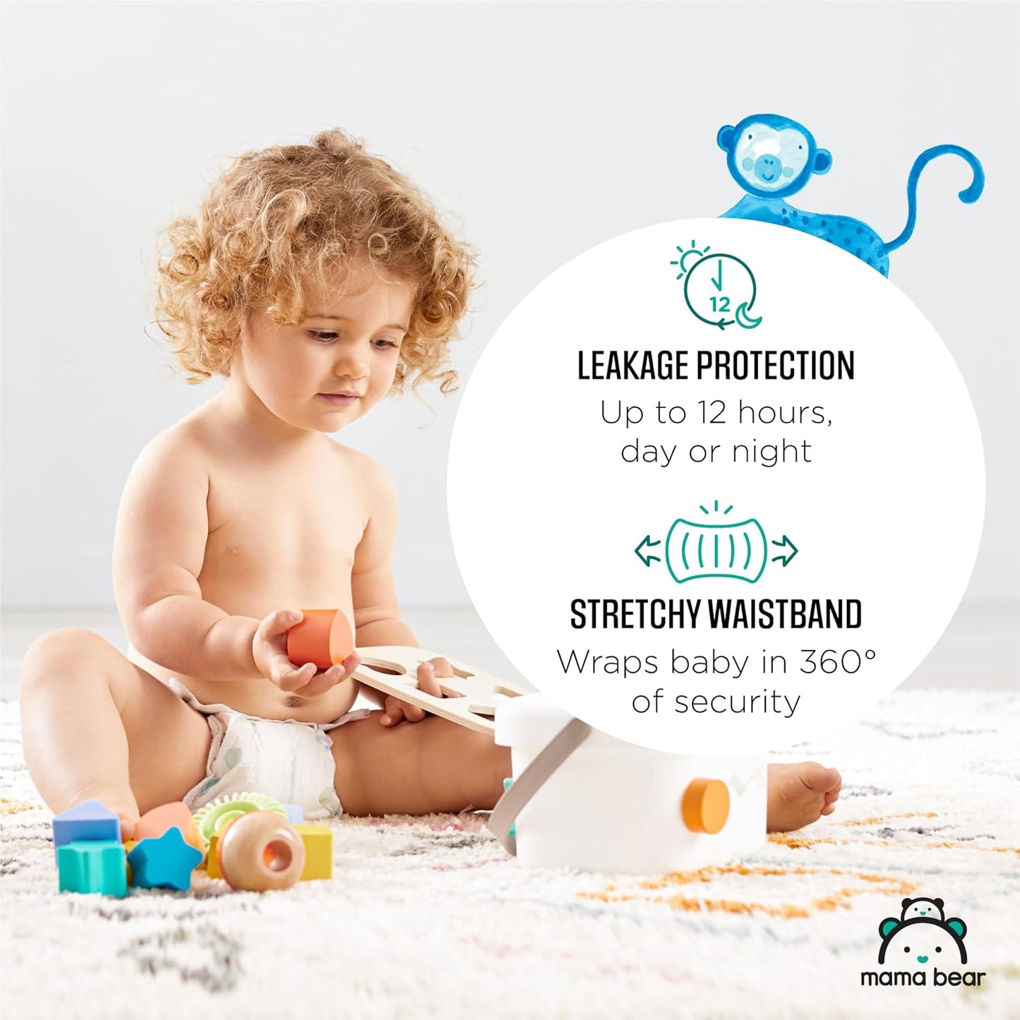 Mama Bear Gentle Touch Diapers – Size 6, 108 Count (4 Packs of 27), Hypoallergenic, Leak Protection