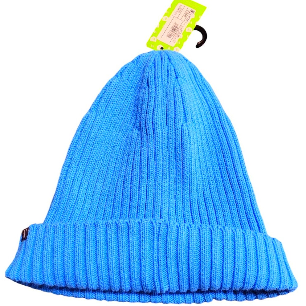 Houston White Cotton Adult Beanie, One Size Fits All - Blue