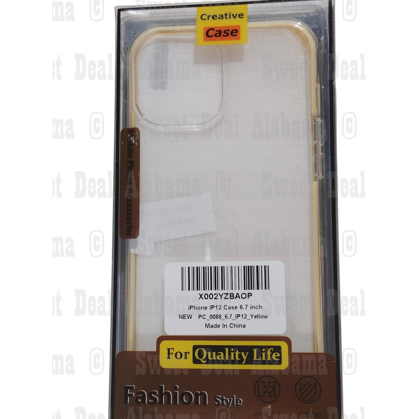 Creative Cellphone Case For iPhone 12 Pro Max (6.7"), Clear, Yellow Trim