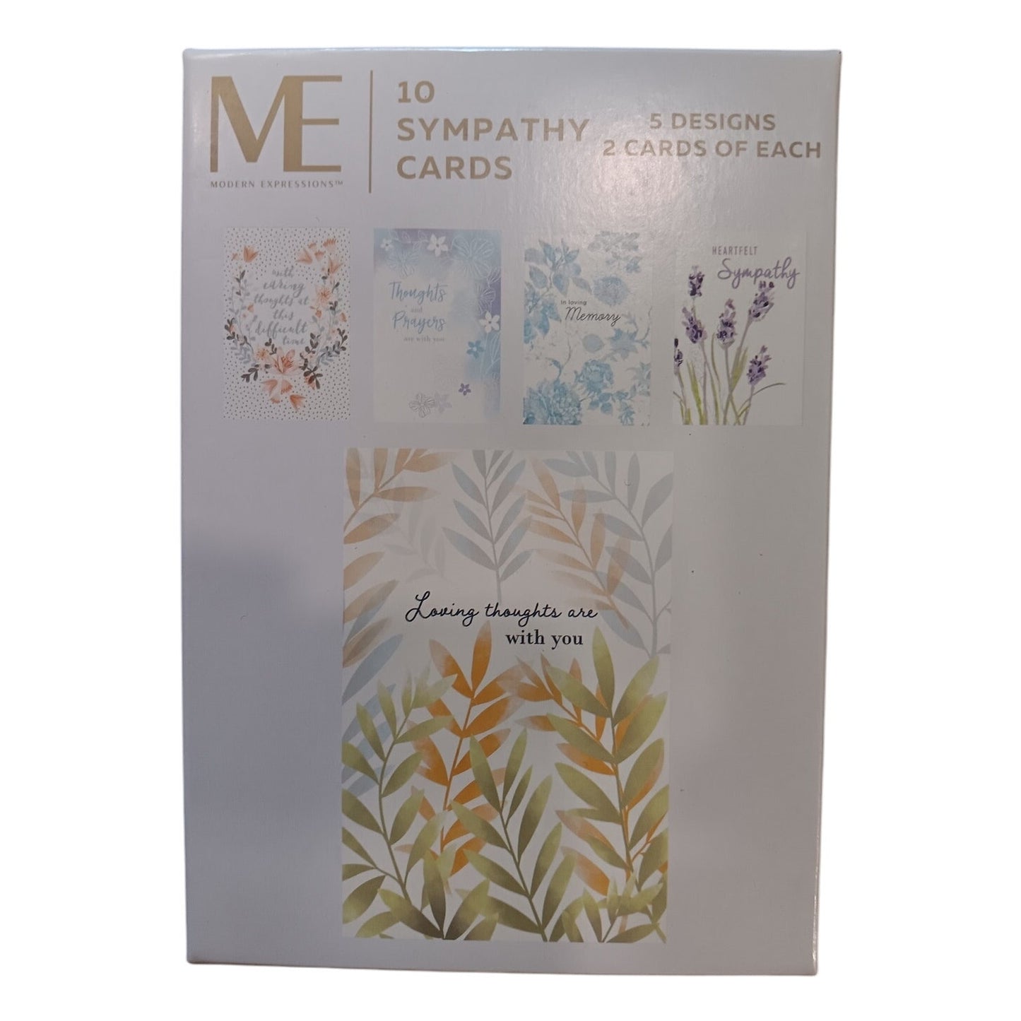 ME Sympathy Cards - 10-Pack - 5 Styles x 2 Each - 4"x6" - Soy Ink - PN 619383