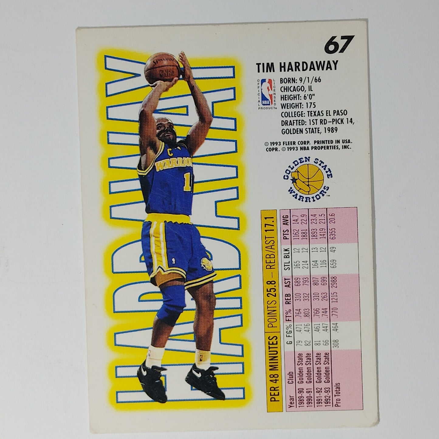 1991 Fleer Tim Hardaway #216 – All-Star Team – Golden State Warriors – Guard