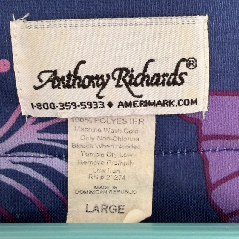 Anthony Richards Vintage Blue Butterfly Print Housecoat Button-Up Size L