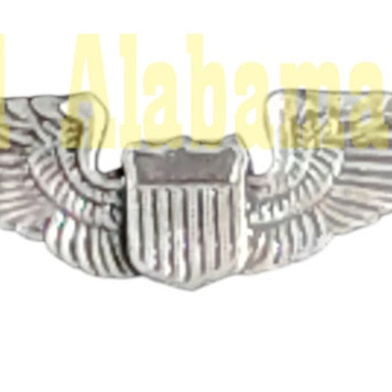 Army USAF Pilot Wings Hat, Lapel, Patinated Silver Finish Pin 1-1/4"W x 3/8"H