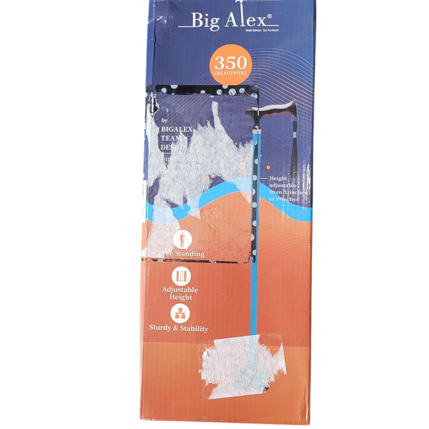BigAlex Folding Walking Cane – Adjustable Height – 350 lb Support